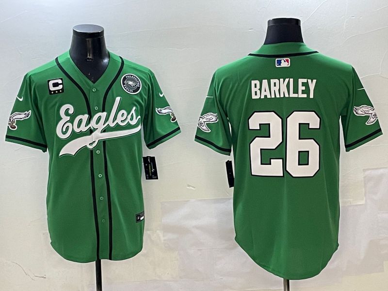 Men Philadelphia Eagles 26 Barkley Green three generations Jointly Name 2025 Nike Limited NFL Jersey style 20